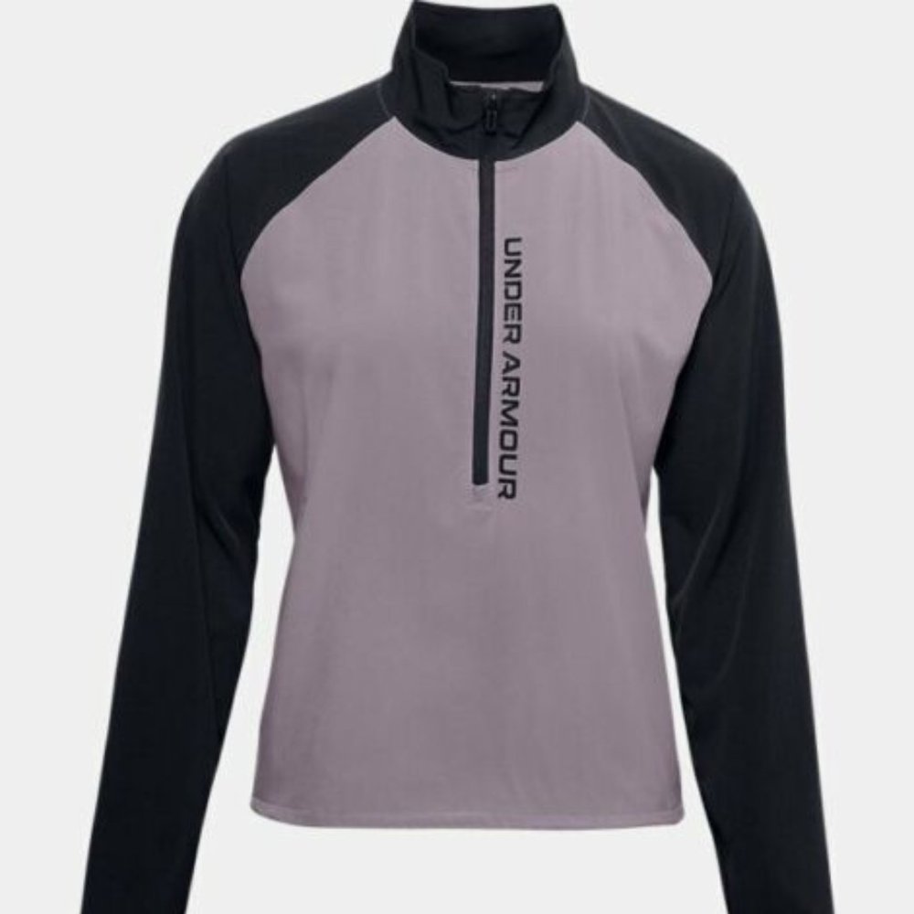 M Under Armour UA RUSH Woven ½ Zip Crew Zip Jacket Women's RECOVERY purple $90